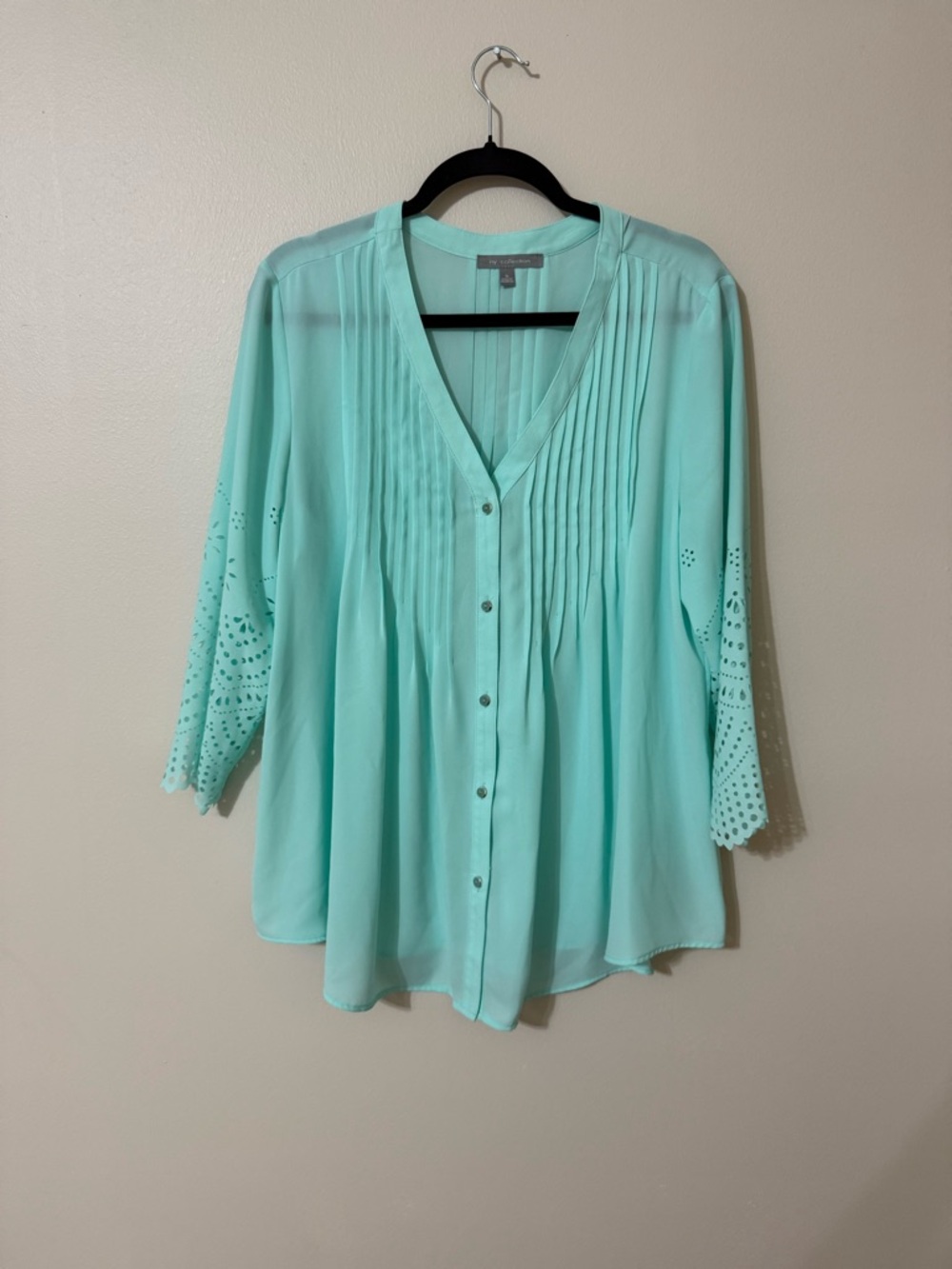NY Collection Women’s Teal Blouse XL Gorgeous Excellent Condition